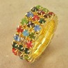Bague stretch - Taille 7 - Plaqué or 9Ct. - Zirconium multicolor