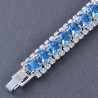 Plaqué argent : Bracelet aux zirconium bleu turquoise sertis