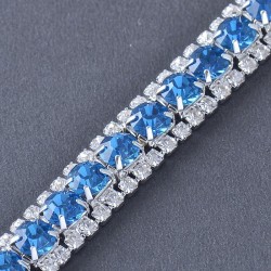 Plaqué argent : Bracelet aux zirconium bleu saphir sertis