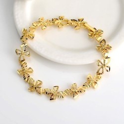 Bracelet Or Jaune 18K Maille Fleur Élégante