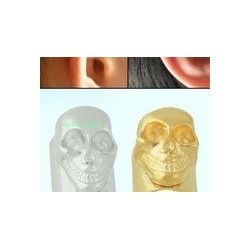 boucles d'oreilles tête de mort 3 pièces : 1 dorée + 1 argentée + noire
