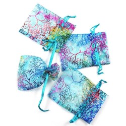 Organza bleu rose or : motifs arbres arabesques... et son petit cordonnet assortiMatériaux utilisés: OrganzaTrès jolies po