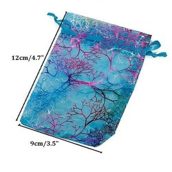 Organza bleu rose or : motifs arbres arabesques... et son petit cordonnet assortiMatériaux utilisés: OrganzaTrès jolies po