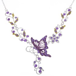 Parure : collier + boucles d'oreilles - Très belle fantaisie avec son papillon et ses strass