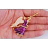 Ange Elfe Fée broche violette dorée avec sa trompette