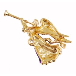 Ange Elfe Fée broche violette dorée avec sa trompette
