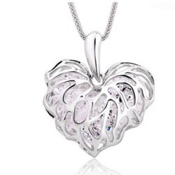  coeur ajouré doré ou argenté zirconiums pour ce collier longue chaîne||Sautoir