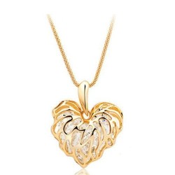  coeur ajouré doré ou argenté zirconiums pour ce collier longue chaîne||Sautoir