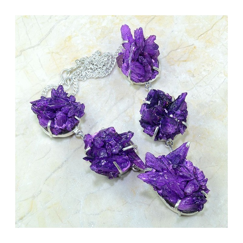 collier argent 925 mineraux medaillons