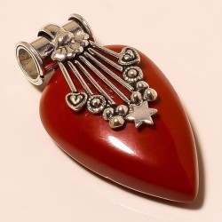 pendentif corail rouge ovale monture argent