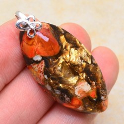 60x30x8mm - Pendentif MULTICOLORE monté avec son anneau