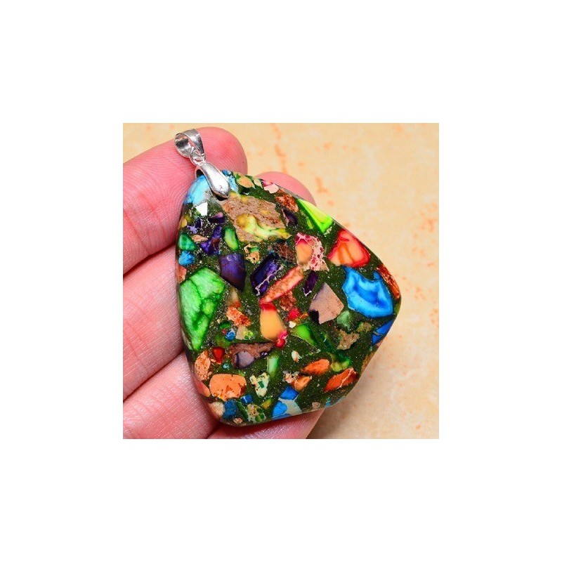 Pendentif MULTICOLORE monté avec son anneau
