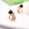 Boucles d'oreilles CHATS noirs et strass