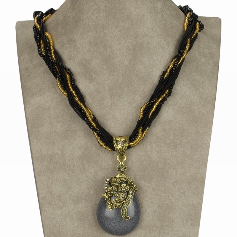 Collier cristal verre coloré retro avec ses petites perles de verre