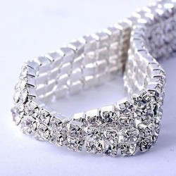 Bracelet " Rivière de diamant" torsadé - Strass fantaisie - Or blanc rempli