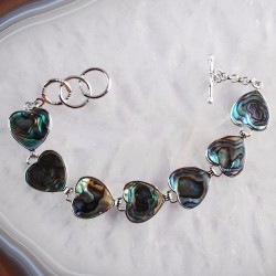 BRACELET COEUR en ABALONE  PAUA superbement monté||BRACELET COEUR en ABALONE  PAUA superbement monté