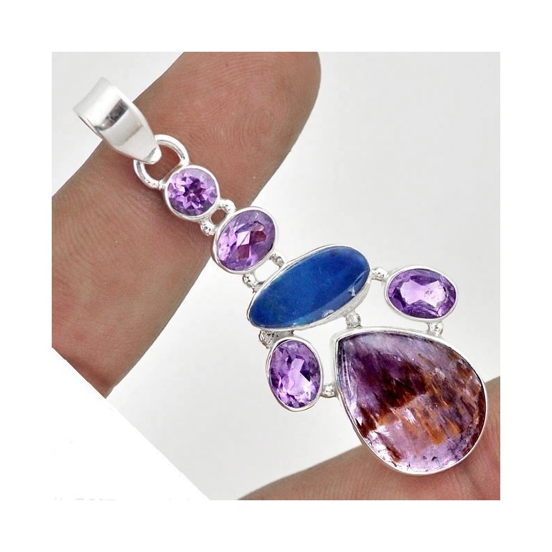 RARE Pièce Créateur avec CACOXENITE  + OPALE + AMETHYSTE - Argent MASSIF