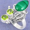 bague createur malachite peridot argent massif 925