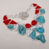 Collier Howlite Turquoise Corail Argent 925 – Style Indien