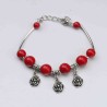 bracelet corail rouge charms argent tibetain