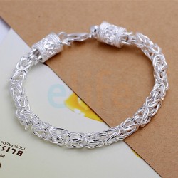 Bracelet argent .925 chaînette tressée fermoir relief