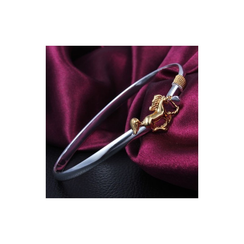 Bracelet "Cheval" en argent poinçonné .925 - bicolore or et argent - Très classe, tout en raffinement