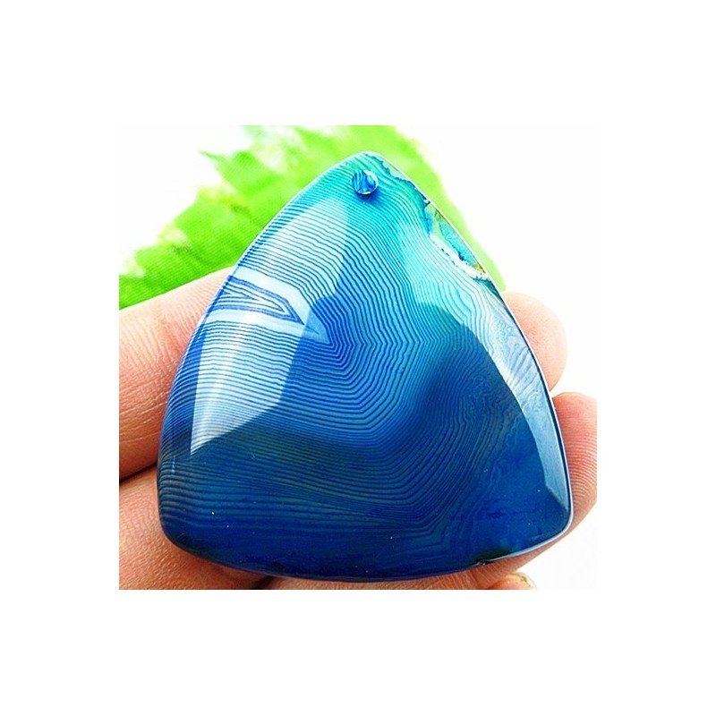 Pendentif en Agate bleue – Triangulaire 45 x 43 mm