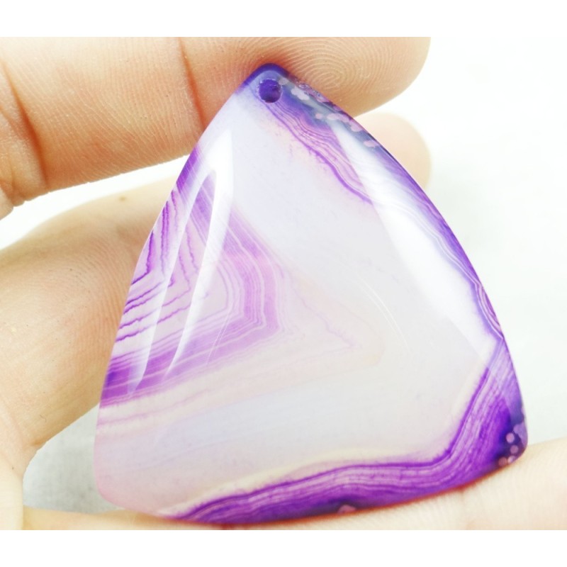 Pendentif en Agate blanc et violet – 45 x 42 mm