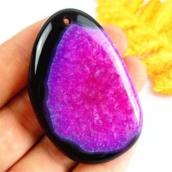 Pendentif Agate rose et noire – Bijou en agate