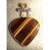 Pendentif Cœur Œil de Tigre et Citrine – Argent Massif 925