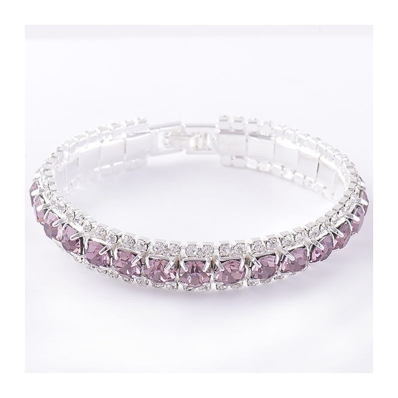 Plaqué argent : Bracelet aux zirconium pourpre / violet sertis