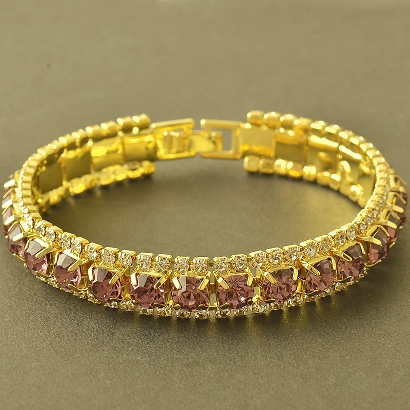 Or 9Ct. rempli : Bracelet aux zirconium rose sertis