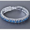 Plaqué argent : Bracelet aux zirconium bleu turquoise sertis