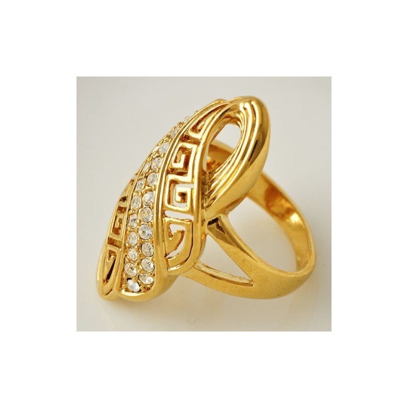 Bague 54.5 - Plaqué Or jaune rempli/ filled 9K avec des Zirconium (unisexe)