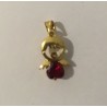 Pendentif Ange Plaqué Or et Zirconium Rouge