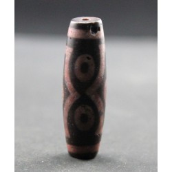  tibetain - 6 yeux - tibetan Cinabre (Cinnabar)||DZI -Perle sacrée ancienne