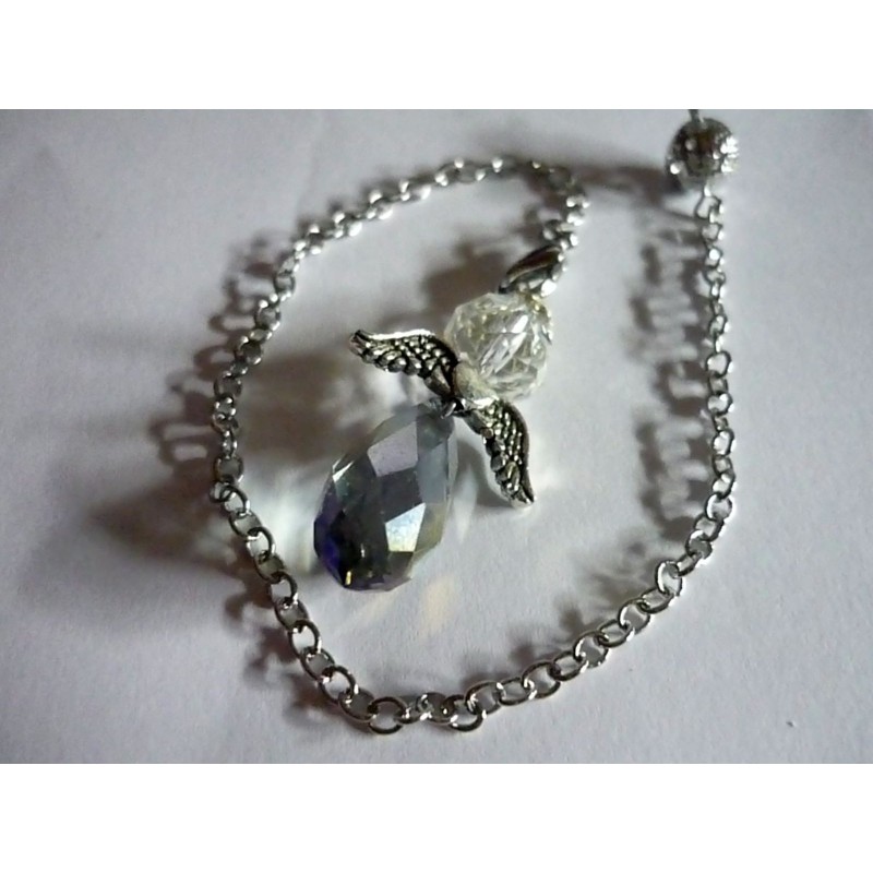 Ange Gardien en Cristal Swarowski bleu et blanc