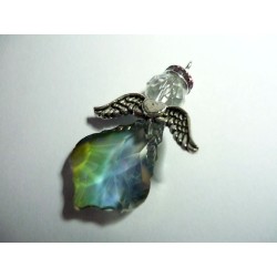 Ange gardien swarowski ailes métal, auréole strass blanc