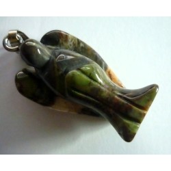 très joli pendentif en Jaspe Vert Indien aux couleurs superbes