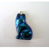 Pendentif CHAT sculpté en Hématite bleu indigo.