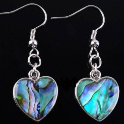 Boucles d'oreilles en abalone paua sur métal argenté