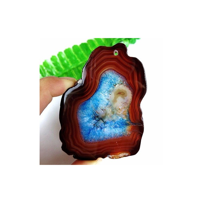 Geode Agate druzy Irregulière montée en pendentif - 62 grammes||Geode Agate druzy Irregulière montée en pendentif - 62 grammes