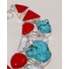 Collier Howlite Turquoise Corail Argent 925 – Style Indien