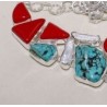 Collier Howlite Turquoise Corail Argent 925 – Style Indien