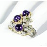 Bague Améthystes Naturelles Argent 925 Plaqué Or