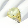 Bague Prehnite & Émeraudes Argent 925 Plaqué Or