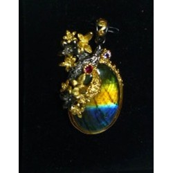 Pendentif Labradorite Améthyste Grenat – Pièce Créateur Argent 925