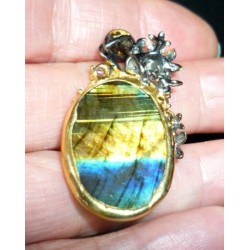 Pendentif Labradorite Améthyste Grenat – Pièce Créateur Argent 925