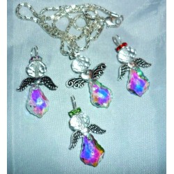 Ange cristal swarovski aurore boreal AB, 1cristal à facette pour la tête ainsi que sa couronne auréole.pendentif, porte clé, f