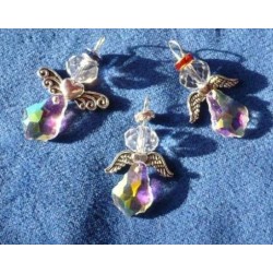 Ange cristal swarovski aurore boreal AB, 1cristal à facette pour la tête ainsi que sa couronne auréole.pendentif, porte clé, f